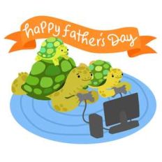 father's day turtle family playing video games