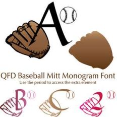 qfd baseball mitt monogram font