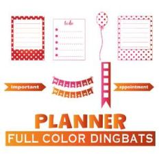 full color planner elements dingbats font