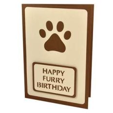 pawprint happy furry birthday stencil card