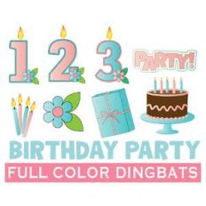 SI BDAY PARTY birthday number candles dingbats font