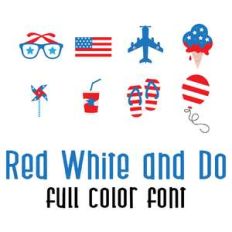 red, white and do full color font