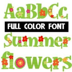 summer flowers color font