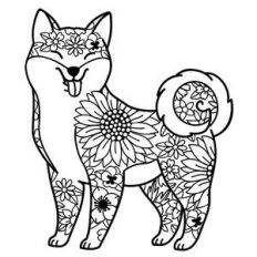 shiba inu dog flower mandala