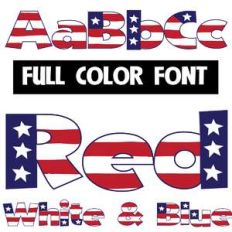 red, white, and blue color font