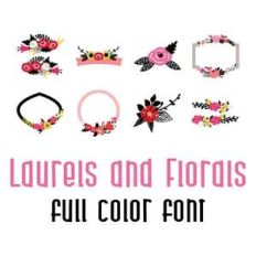 laurels and florals full color font