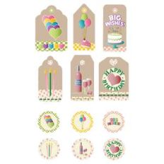 birthday tags and matching stickers
