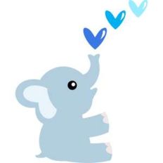 baby elephant and heart bubbles