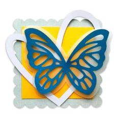 scalloped square with layered butterfly