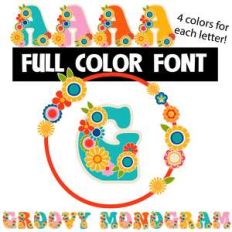 groovy monogram color font