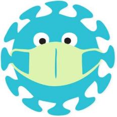 cute germ wearing face mask