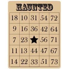 haunted bingo card