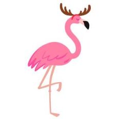 flamingo wearing reindeer antlers