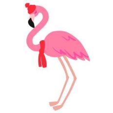 flamingo in scarf and hat