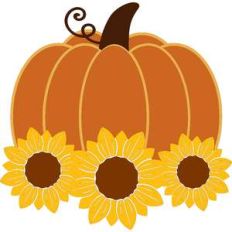 pumpkin with sunflowers