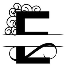 e split monogram family name sign