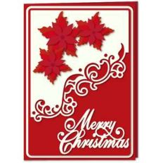 merry christmas card flourish poinsettias