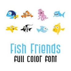 DB fish friends full color font