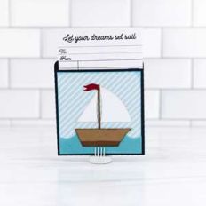 library pocket card sailboat