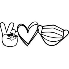 peace, love, face mask