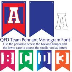 qfd team pennant monogram font