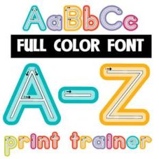 a-z print trainer color font