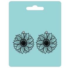 sunflower earrings with backing card