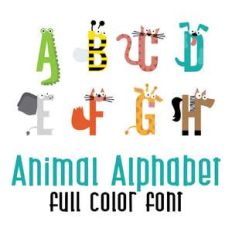 animal alphabet full color font