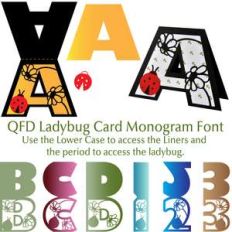 qfd ladybug card monogram font