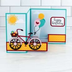 pop up box card bicycle balloons