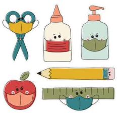 back to school supplies mask stickers