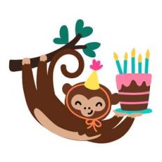 monkey with birthday cake