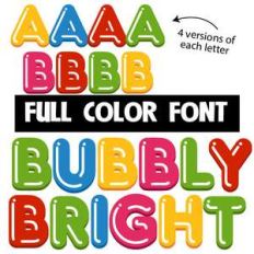 bubbly bright color font