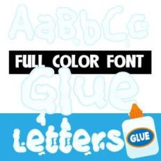 glue letters color font