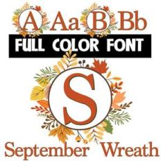 september wreath color font
