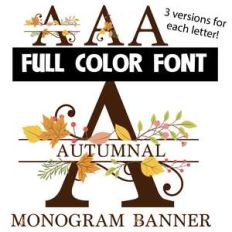autumnal monogram banner color font