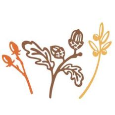 fall forest set - oak leaves, acorn, berries