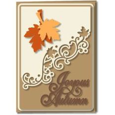 autumn leaves card diagonal flourish