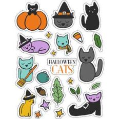 ml halloween kitty cats stickers