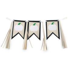 black and white fringe pumpkin banner