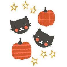 black cat and pumpkin sticker set