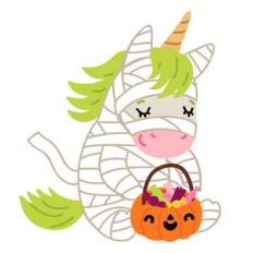 halloween unicorn in mummy costume