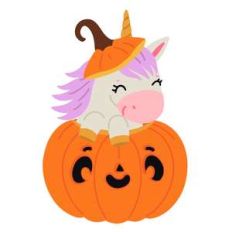 halloween unicorn in a pumpkin