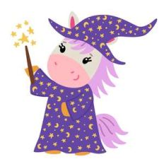 halloween unicorn in a wizard costume