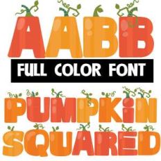 pumpkin squared color font