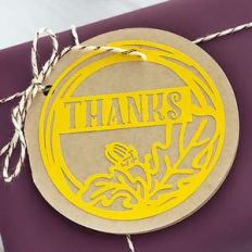 autumn circle folded label, thanks
