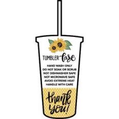 tumbler with straw sunflower care card