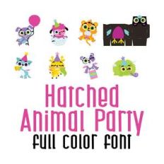 hatched animal party full color font