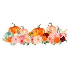 pumpkin and flower border bouquet