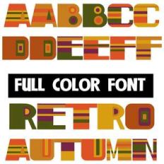 retro autumn color font